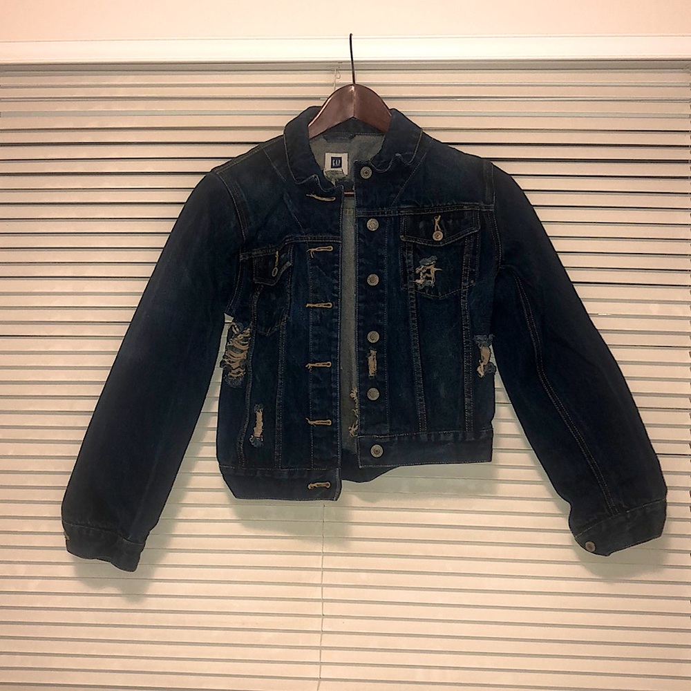 Gap XL Sz 12 Distressed Denim Jean Jacket